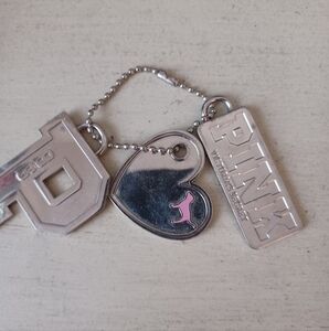Victoria's Secret PINK Silver and Pink Keychain Trio Vintage